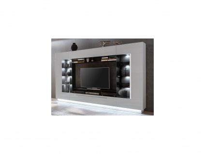 TV-Möbel TV-Wand mit Stauraum & LEDs - MDF - Weiß - BLAKE