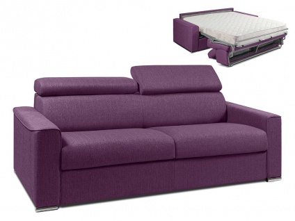 Schlafsofa 4-Sitzer Stoff VIZIR - Violett - Liegefläche: 160 cm - Matratzenhöhe: 18 cm