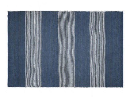 Teppich handgewebt KOCHI - Jute - 160 x 230 cm - Blau & Weiß