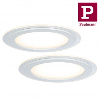2er Set Paulmann Premium Einbauleuchte Set DecoDot rund LED 2x7, 5W 18VA 160mm Klar/Weiß Glas/Metall