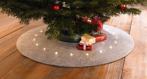 Christ Baum Decke " Filz" grau Ø 90 cm, 20 LED, Weihnachts Tannen Rock Hülle Deko