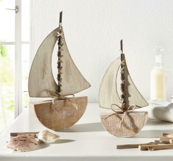 2x Segelboot " Sail Away" aus Holz, Deko Figur maritim Schiff Boot Segler