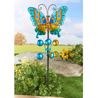 Metall Gartenstecker Schmetterling 96 cm hoch, Windspiel, Garten Deko Sticker