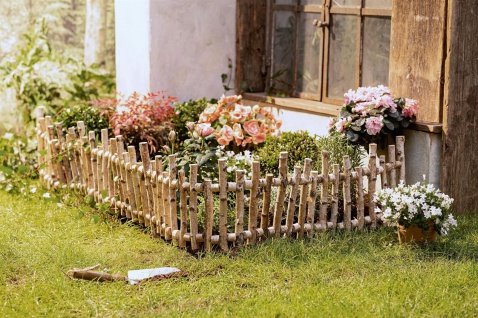 Beet Zaun aus Birken Holz, 2m lang, Rasen Kante Umrandung Einfassung Garten