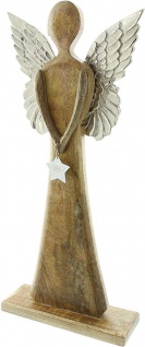 Engel " Silver Star" aus Mango Holz & Metall, 62 cm hoch, Weihnachts Deko Figur - Vorschau 2
