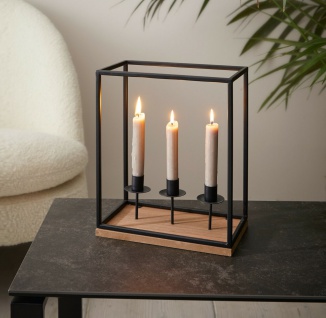 Kerzenhalter Metall schwarz Industrial Design Kerzenständer für 3 Stabkerzen