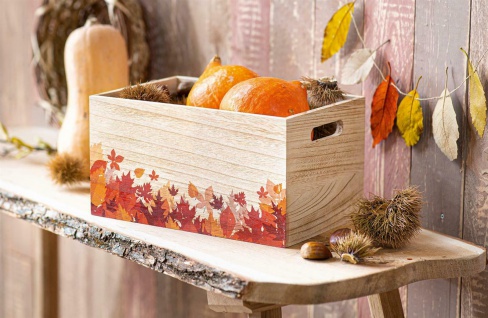 Aufbewahrungs Kiste aus Holz " Herbstblätter", 30x20 cm, Spielzeug Ordnungs Box