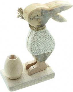 Holz Hasenfigur Osterdeko mit Glasvase Osterhase mit Vase Holzhase Hasendeko 2