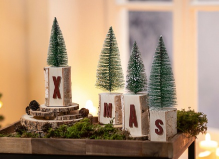 Schriftzug " XMAS" aus Holz 25 cm hoch, mit Tannnbaum, Weihnachts Deko Buchstaben