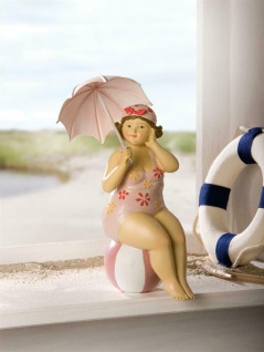 Deko Figur " Lady mit Schirm", martim, Strand Dame Nixe Rubens Bade Frau