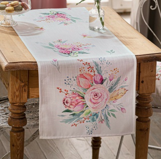 Tischläufer " Secret Garden" 40x140 cm, Blüten Mittel Decke Blumen Deko Tuch