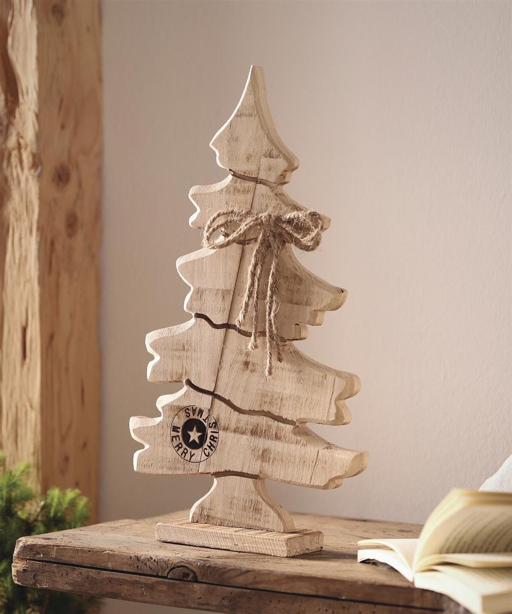 Weihnachtsdeko Dekofigur Tannenbaum &quot; Merry Christmas&quot; Holz rustikal Advents Deko