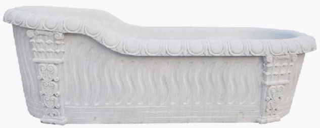 Casa Padrino Luxus Barock Badewanne Weiß 180 cm - Freistehende Marmor Badewanne - Bad Accessoires - Edel & Prunkvoll