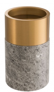 Casa Padrino Luxus Kerzenhalter Set Grau / Messing - 3 runde Marmor Kerzenhalter - Luxus Qualität - Deko Accessoires - Vorschau 4
