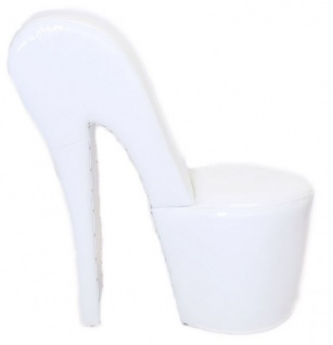 Casa Padrino High Heel Sessel Weiß Lack Luxus Design - Designer Sessel - Club Möbel - Schuh Stuhl Sessel