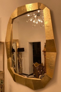 Casa Padrino Luxus Wandspiegel Gold 100 x H. 120 cm - Rechteckiger Wohnzimmer Spiegel - Schlafzimmer Spiegel - Garderoben Spiegel - Luxus Möbel - Luxus Interior - Luxus Qualität
