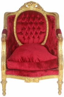 Casa Padrino Barock Thron Sessel Bordeaux Rot / Gold 70 x 70 x H. 110 cm - Prunkvoller handgefertigter Königssessel - Hochzeitssessel - Barock Möbel