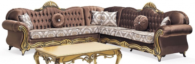 Casa Padrino Luxus Barock Ecksofa Braun / Mehrfarbig / Gold - Prunkvolles Wohnzimmer Sofa mit Glitzersteinen und elegantem Muster - Barock Wohnzimmer Möbel - Edel & Prunkvoll