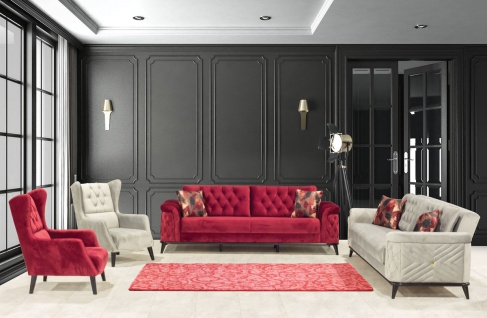 Casa Padrino Chesterfield Ohrensessel Rot / Schwarz 80 x 80 x H. 90 cm - Moderner Wohnzimmer Sessel - Chesterfield Wohnzimmer Möbel 2