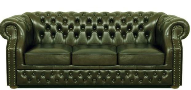 Casa Padrino Luxus Echtleder 3er Sofa Dunkelgrün 210 x 90 x H. 80 cm - Chesterfield Sofa