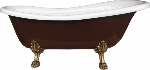 Freistehende Luxus Badewanne Jugendstil Roma Braun/Weiß/Altgold 1560mm von Casa Padrino - Barock Badezimmer - Retro Antik Badewanne