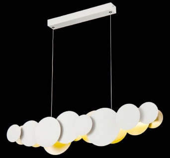 Casa Padrino Designer LED Hängeleuchte Weiß / Gold 82 x 8 x H. 38 cm - Luxus Pendelleuchte 2