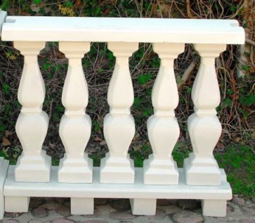 Casa Padrino Jugendstil Balustrade Weiß 100 x 25 x H. 84 cm - Massives Stein Geländer aus feinstem Beton - Prunkvolle Garten & Terrassen Deko