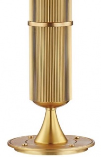 Casa Padrino Luxus Tischleuchte Antik Messing / Weiß Ø 38 x H. 71 cm - Tischlampe mit rundem Leinen Lampenschirm 3