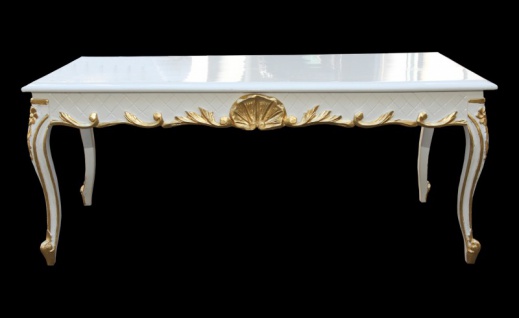 Casa Padrino Barock Couchtisch Weiß/Gold 120 x 60 cm Mod2 - Antik Look