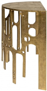 Casa Padrino Designer Aluminium Konsole Bronzefarben 90 x 45 x H. 75 - Halbrunder Konsolentisch - Wohnzimmer Möbel - Luxus Kollektion - Vorschau 4