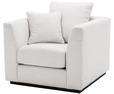 Casa Padrino Luxus Wohnzimmer Sessel Weiß / Schwarz 98 x 100 x H. 73 cm - Wohnzimmermöbel
