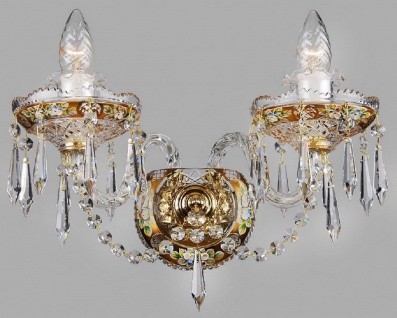 Casa Padrino Luxus Barock Kristall Wandleuchte Gold 36 x H. 31 cm - Prunkvolle Doppel Wandlampe im Barockstil - Barock Leuchten - Edel & Prunkvoll