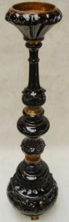 Casa Padrino Jugendstil Kerzenständer Schwarz / Messing H. 93 cm - Porzellan Kerzenhalter - Barock & Jugendstil Deko Accessoires