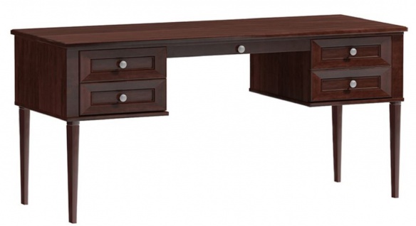 Casa Padrino Luxus Schreibtisch mit 4 Schubladen Dunkelbraun / Silber 160 x 65 x H. 76 cm - Büromöbel