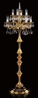 Casa Padrino Luxus Barock Kristall Stehleuchte Gold Ø 56 x H. 152 cm - Prunkvolle Messing Stehlampe mit Böhmischem Kristallglas - Barock Kristall Leuchten - Luxus Qualität
