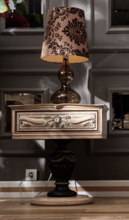 Casa Padrino Luxus Barock Nachtkommode Naturfarben / Schwarz / Gold - Handgefertigter Barock Nachttisch mit Schublade - Barock Schlafzimmer Möbel