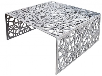 Casa Padrino Art Deco Couchtisch Silber Metall 60 x 60 x H. 32 cm - Jugendstil Tisch - Möbel Wohnzimmer