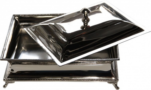 Wunderschöne Luxus Beauté Box aus vernickeltem Metall H 9 cm, B 22 cm, T 17 cm Luxus Qualität - Schmuckkasten - Schmuckkästchen - Schmuckschatulle