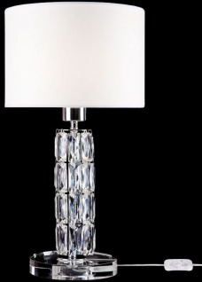 Casa Padrino Designer Tischleuchte Silber / Weiß Ø 25 x H. 44, 5 cm - Moderne Metall Schreibtischleuchte mit eleganten Glaselementen und rundem Lampenschirm 2