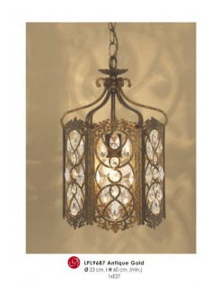 Orientalische Designer Pendelleuchte mit Kristall-Deco Antik Gold ModP3 Leuchte Lampe aus dem Hause Casa Padrino - Deckenleuchte Hängeleuchte - Vorschau 
