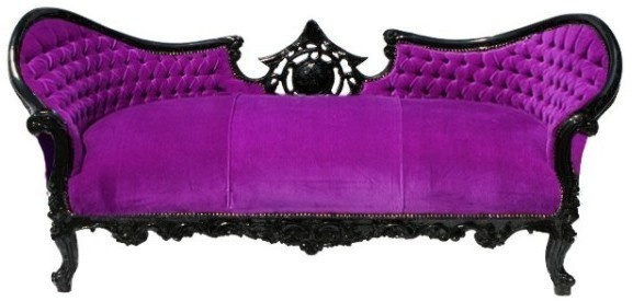 Casa Padrino Barock Sofa Vampire Lila / Schwarz- Limited Edition - Lounge Couch