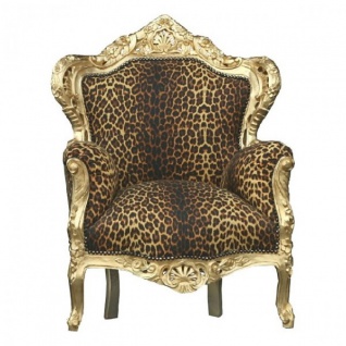 Casa Padrino Barock Sessel " King" Leopard/Gold