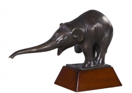 Casa Padrino Luxus Bronzefigur mit Holzsockel Elefant Bronze / Braun 42 x 17 x H. 29 cm - Luxus Dekoration