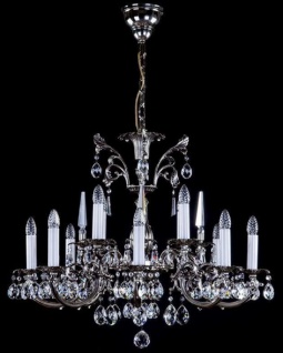 Casa Padrino Luxus Barock Kronleuchter Antik Silber Ø 84 x H. 67 cm - Prunkvoller Messing Kronleuchter mit Böhmischem Kristallglas - Edel & Prunkvoll