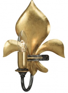 Casa Padrino Luxus Barock Wandleuchte französische Lilie Gold / Anthrazit / Silber 24 x 11 x H. 30 cm - Elegante Wohnzimmer Wandlampe im Barockstil - Barock Leuchten