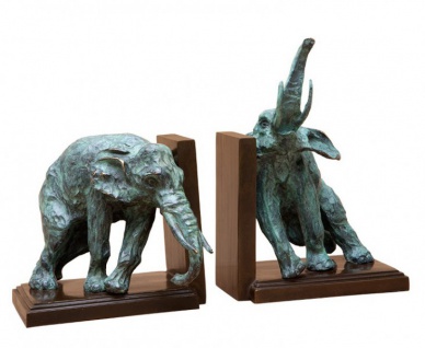 Casa Padrino Luxus Bücherstützen Set Elefanten Bronze / Messing - Bücherstütze - Book End Buchstütze