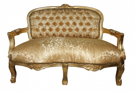 Casa Padrino Barock Kinder Sitzbank Gold Muster/Gold Antik Stil