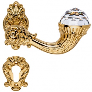 Casa Padrino Luxus Jugendstil Türgriff / Türklinken Set mit Swarovski Kristallglas Gold 14, 8 x H. 8, 2 cm - Luxus Qualität Made in Italy