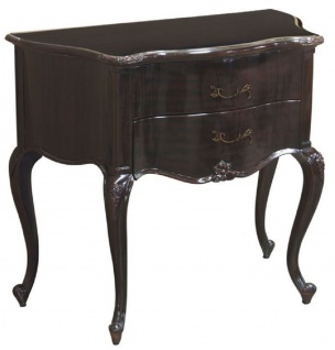 Casa Padrino Luxus Barock Nachtkommode Schwarz - Handgefertigter Massivholz Nachttisch mit 2 Schubladen - Barock Schlafzimmer Möbel
