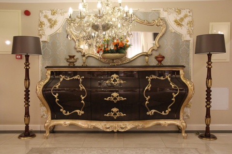 Casa Padrino Luxus Barock Kommode Dunkelbraun / Gold 243 x 60 x H. 115 cm - Prunkvoller Massivholz Schrank mit 2 Türen und 3 Schubladen - Edle Barock Möbel 3